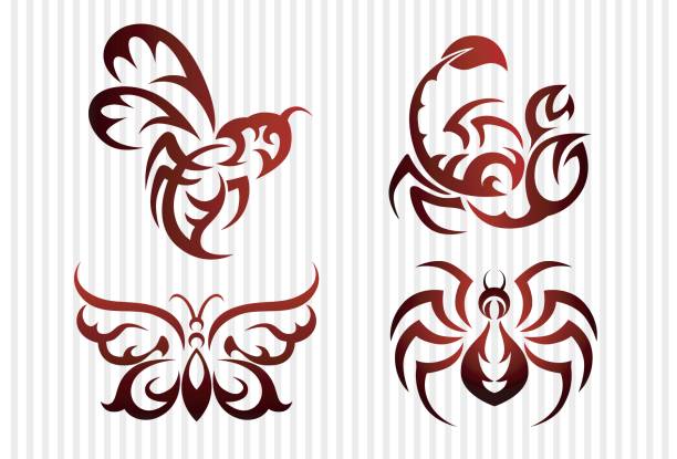insect tattoo designs vector art illustration