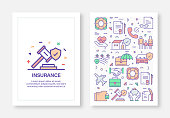 Insurance Concept Line Style Cover Design for Annual Report, Flyer, Brochure.