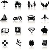 Insurance icon set. High Resolution JPG,CS5 AI and Illustrator EPS 8 included. Each element is named,grouped and layered separately.