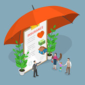Insurance options isometric flat vector concept.