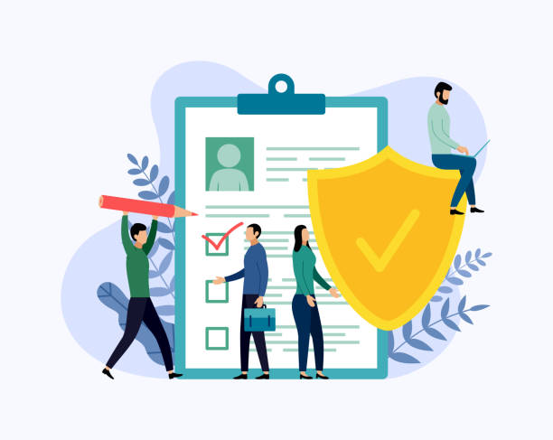Insurance policy concept, data security, business concept vector illustration Insurance policy concept, data security, business concept vector illustration personal health information stock illustrations