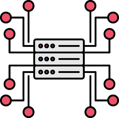 Intelligent Hardware Firewall Concept, Centralized decentralized Network server Structure concept Vector color Icon Design, Network Equipment and Web Hosting Symbol,
