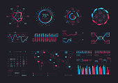 Interface screen with data infographic digital illustration. Dashboard technology hud vector interface and network management data screen with charts and diagrams.
