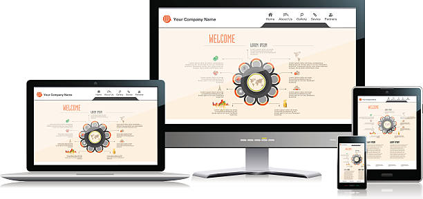 Interface Media Website design layout. variation stock illustrations