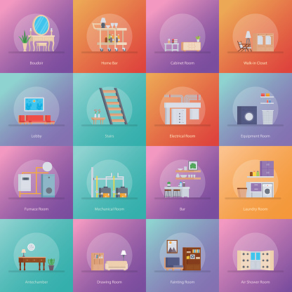 Interior Designs Of Room Icons Pack