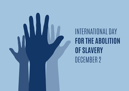 Human hands up silhouette icon vector. Raised hands symbol of freedom vector. Day for the Abolition of Slavery Poster, December 2. Important day