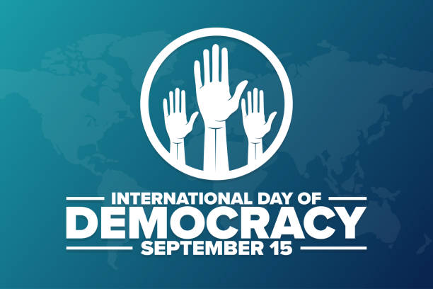 International Day of Democracy. September 15. Holiday concept. Template for background, banner, card, poster with text inscription. Vector EPS10 illustration. International Day of Democracy. September 15. Holiday concept. Template for background, banner, card, poster with text inscription. Vector EPS10 illustration democracy stock illustrations