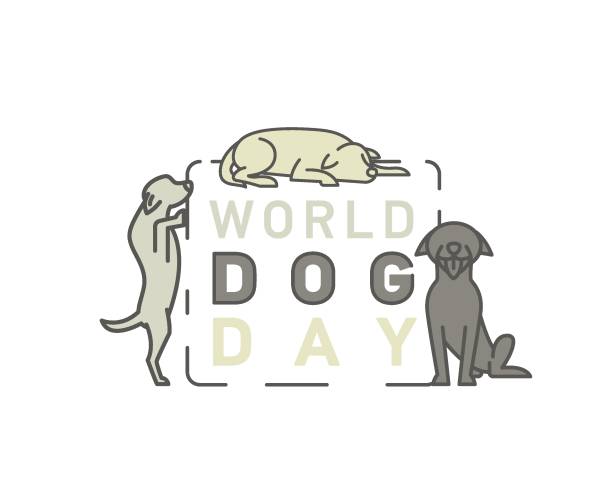 International dog day logo. Celebration of dogs. International dog day logo. Celebration of dogs. Adopt and rescue domestic animals. Nonprofit organization. Editable vector illustration in outlined style isolated on a white background. international dog day stock illustrations