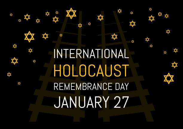 International Holocaust Remembrance Day vector Jewish stars on a black background. Holocaust Remembrance Day Poster, January 27. Important day holocaust remembrance day stock illustrations