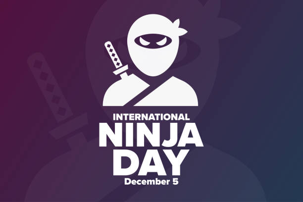 illustrations, cliparts, dessins animés et icônes de journée internationale du ninja. le 5 décembre. concept de vacances. modèle pour l’arrière-plan, bannière, carte, affiche avec inscription de texte. illustration vector eps10. - ninja