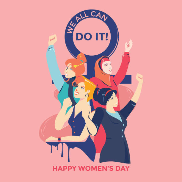 stockillustraties, clipart, cartoons en iconen met internationale vrouwendag. illustratie vrouwen verschillende nationaliteiten en culturen - womens day poster