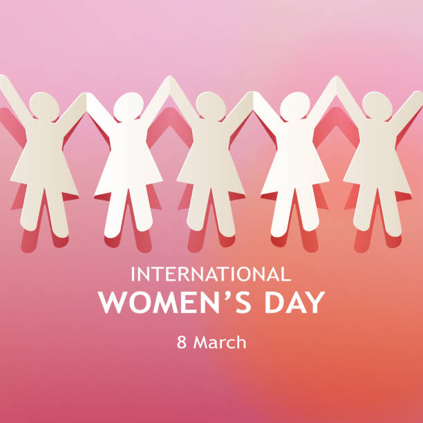 stockillustraties, clipart, cartoons en iconen met internationale women's day paper keten - womens day
