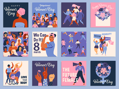 International Women's Day set. Vector templates for card, poster, flyer and other users