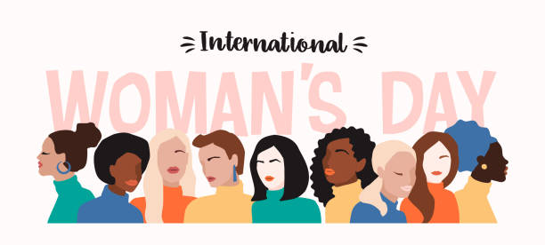 stockillustraties, clipart, cartoons en iconen met internationale vrouwendag. de illustratie van de vector van vrouwen met verschillende huidkleuren. - womens day poster
