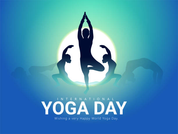 International Yoga Day , 21st June Creative illustration of woman doing yoga for International Yoga Day on 21st June yoga backgrounds stock illustrations