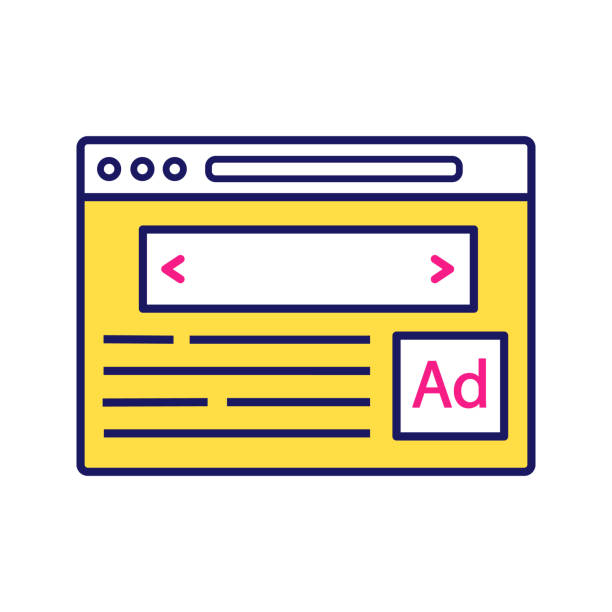 ilustrações de stock, clip art, desenhos animados e ícones de internet marketing color icon - display ad