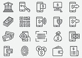 Internet Mobile Banking Line Icons