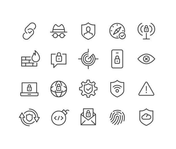 Internet Security Icons - Classic Line Series Internet, Security, threats stock illustrations
