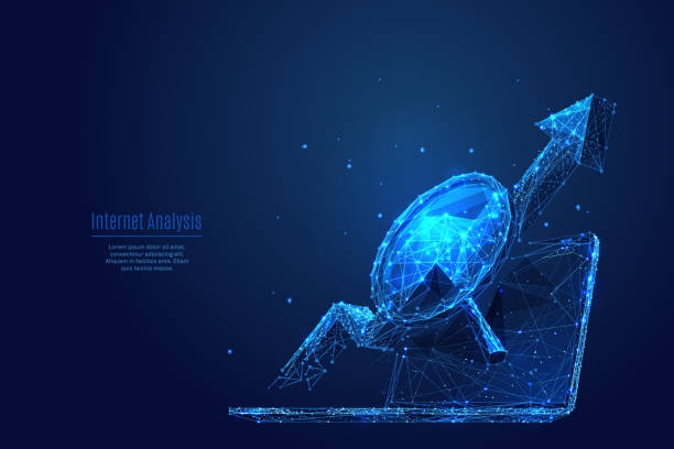 Internet Service low poly wireframe blue vector art illustration