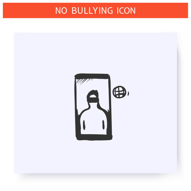 stockillustraties, clipart, cartoons en iconen met internet shaming icoon. overzichtsschetstekening - cancelcultuur