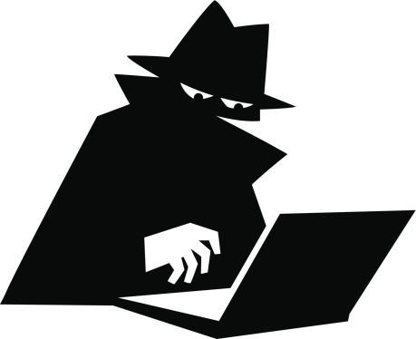 criminal on a laptop vector
