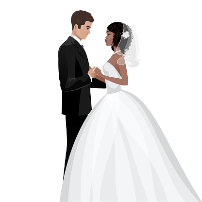 Interracial couple wedding day