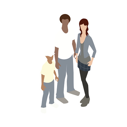 Interracial family illustration