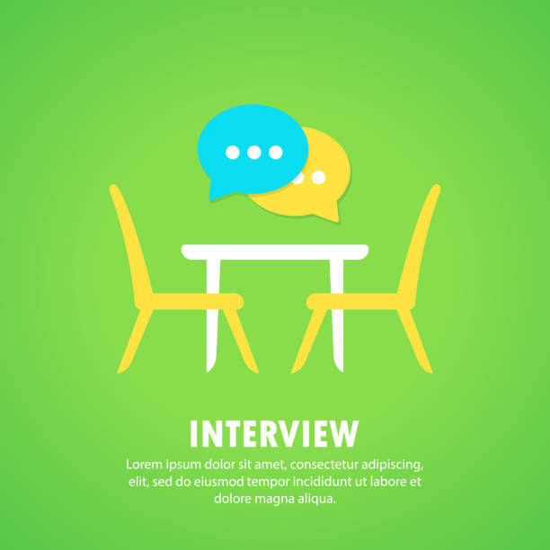 röportaj simgesi. masada oturan insanlar basit satır simgesi. i̇ş toplantısı sembolü. i̇zole beyaz arka plan üzerinde vektör. eps 10 - interview stock illustrations