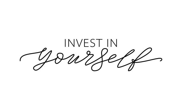 Invest in yourself. Motivation Quote Modern calligraphy text Invest in your self. Vector illustration Invest in yourself. Motivation Quote Modern calligraphy text invest in your self. Design print for t shirt, tee, card, type poster banner. Vector illustration lifestyle stock illustrations