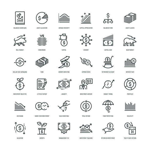 Investment Icon Set Investment Icon Set - Line Series entrepreneur symbols stock illustrations