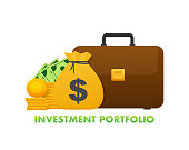 istock Investor portfolio. Business document gallery with money investments and success 1415974800