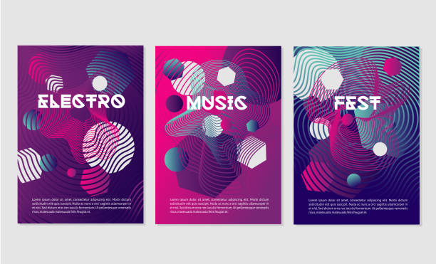 Invitation templates for night club party with dynamic shapes.Dance music festival with abstract geometric smooth line. Dance music festival posters with abstract geometric smooth line. Invitation templates for night club party with dynamic shapes. dancing designs stock illustrations