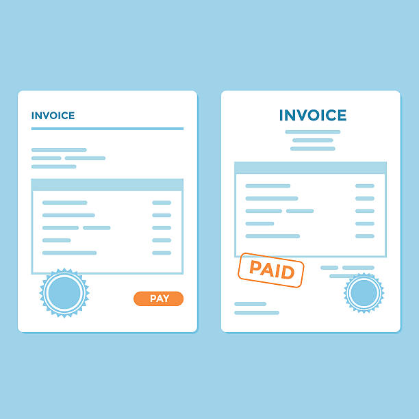 Invoice Paper Invoice paper with two variation and style paid stamp stock illustrations