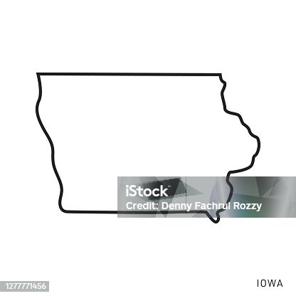 istock Iowa - States of USA Outline Map Vector Template Illustration Design. Editable Stroke. 1277771456