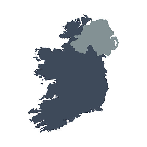 Ireland country map A graphic illustrated vector image showing the outline of the country ireland. The outline of the country is filled with a dark navy blue colour and is on a plain white background. The border of the country is a detailed path.  hse ireland stock illustrations