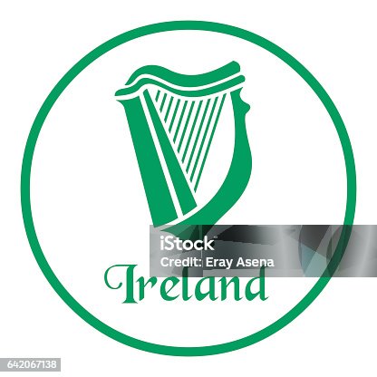 istock Ireland emblem with celtic harp 642067138
