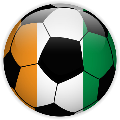 Ireland Flag with Soccer Ball Background