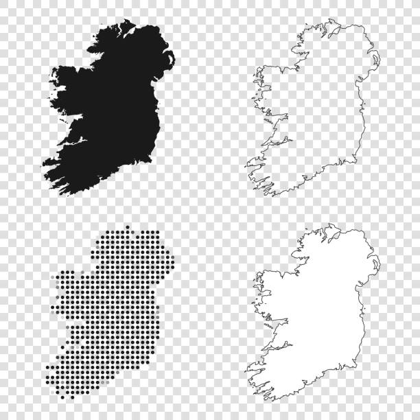 Ireland maps for design - Black, outline, mosaic and white Map of Ireland for your own design. With space for your text and your background. Four maps included in the bundle: - One black map. - One blank map with only a thin black outline (in a line art style). - One mosaic map. - One white map with a thin black outline. The 4 maps are isolated on a blank background (for easy change background or texture).The layers are named to facilitate your customization. Vector Illustration (EPS10, well layered and grouped). Easy to edit, manipulate, resize or colorize. hse ireland stock illustrations