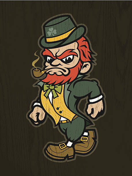 Irish Fighting Leprechaun Mascot vector art illustration