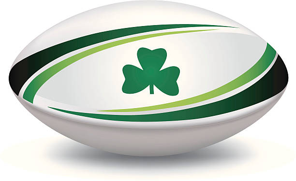 Irish Rugby Ball White rugby ball with the Irish rugby flag. rugby ball stock illustrations