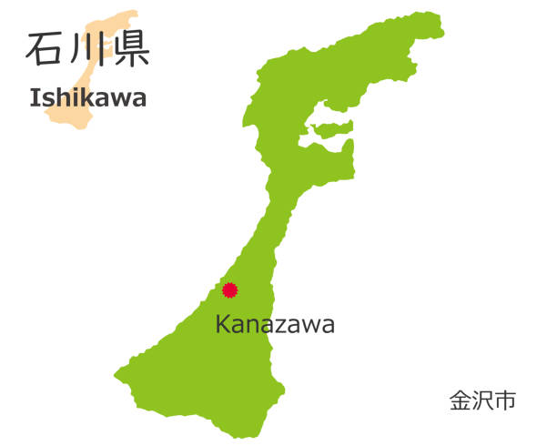 Ishikawa Prefecture and prefectural capitals, cute hand-drawn style map Ishikawa Prefecture and prefectural capitals, cute hand-drawn style map ishikawa prefecture stock illustrations