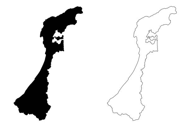 Ishikawa Prefecture map vector Ishikawa Prefecture (Administrative divisions of Japan, Prefectures of Japan) map vector illustration, scribble sketch Ishikawa map ishikawa prefecture stock illustrations