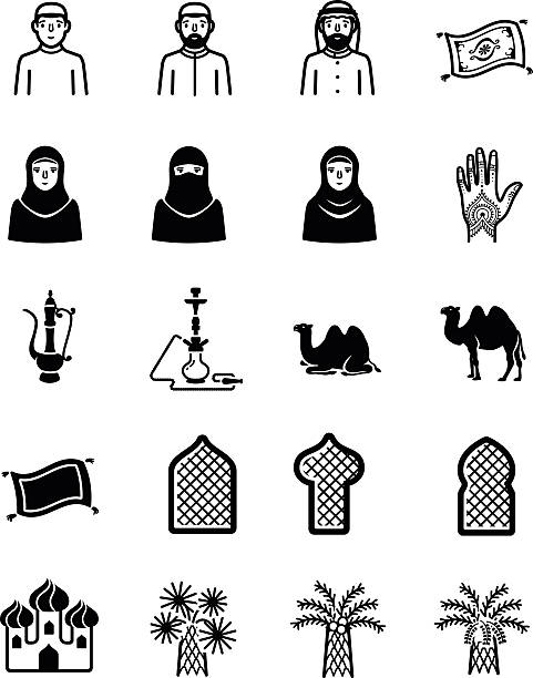 ilustrações de stock, clip art, desenhos animados e ícones de árabe muçulmano árabe islâmica árabe vector ramadon conjunto de ícones - aladdin illustration