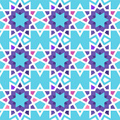 Islamic geometric composition vector pattern illustration. Abstract background design with vibrant colors.