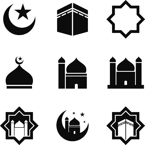 Islamic Icon Islamic icons collection. minaret stock illustrations