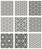 Set of nine seamless islamic wallpaper patterns. Vector.