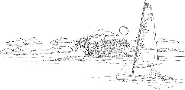 Royalty Free Catamaran Sailing Clip Art, Vector Images