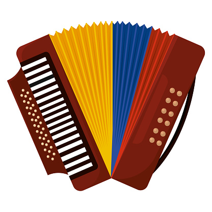 Isolated accordion musical instrument image Vector