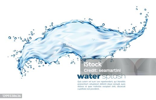 istock Isolated blue water wave splash and drops 1399338636