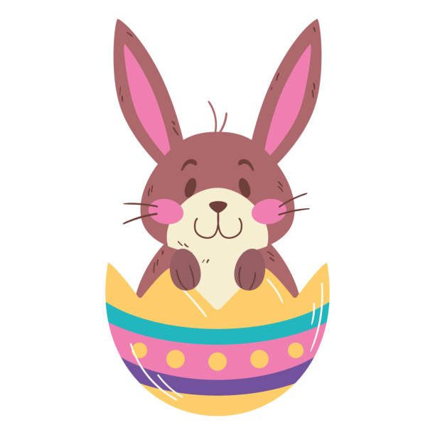 Isolated broken easter egg with a bunny Vector Isolated broken easter egg with a bunny Vector illustration easter sunday stock illustrations